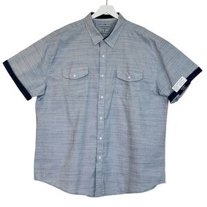 PD&C Stretch Fabric Regular Fit Lightweight Casual Button Down Blue Size 3X